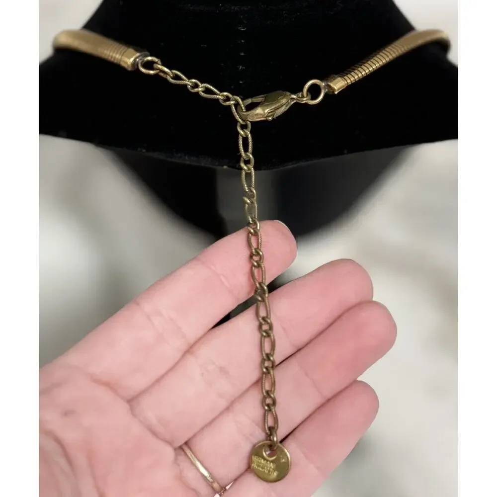 Vintage Ermani Bulatti Gold Tone Chunky Choker Collar Pendant Necklace